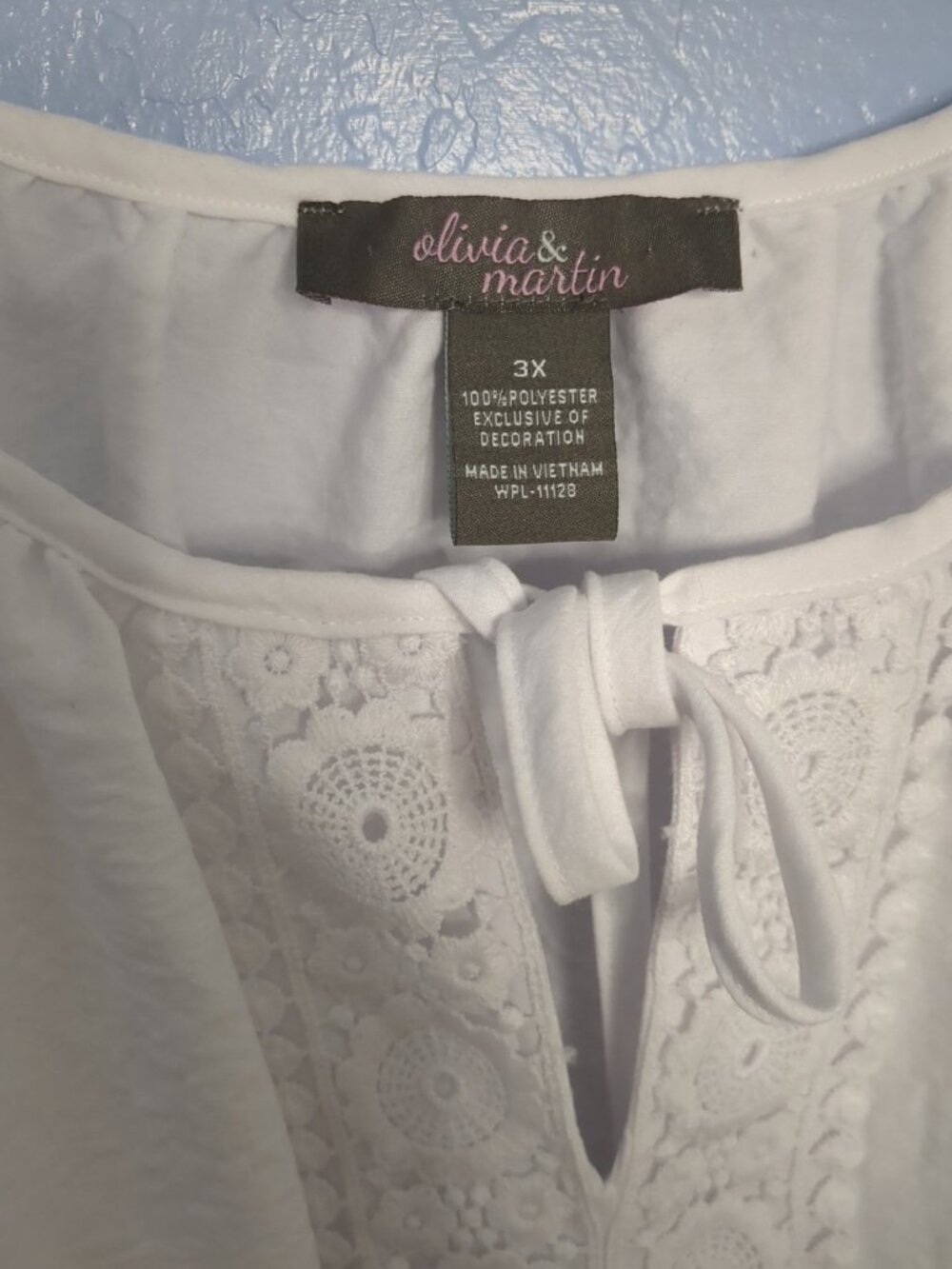 Olivia And Martin White Peasant Blouse Women Sz 3X Beach Summer Embroidered - Picture 4 of 12